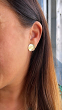 Load image into Gallery viewer, 18k Gold Filled Stud Earrings: Plain Flat Curved Dainty Jewelry