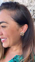 Load image into Gallery viewer, 18k Gold Filled Wave Stud Earrings: Dainty Contemporary Jewelry