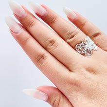 Load image into Gallery viewer, 925 Sterling Silver Large Engraved Butterfly Ring