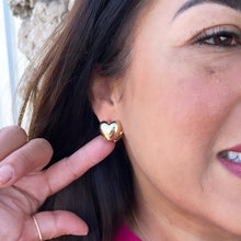 Load image into Gallery viewer, 18k Gold Filled Puffy Heart Huggie Earrings