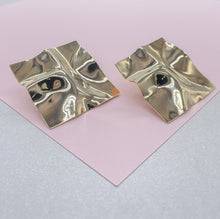 Load image into Gallery viewer, 18k Gold Filled Hammered Rombus Stud Earrings: Max Size Disks