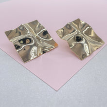 Load image into Gallery viewer, 18k Gold Filled Hammered Rombus Stud Earrings: Max Size Disks