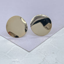 Load image into Gallery viewer, 18k Gold Filled Stud Earrings: Plain Flat Curved Dainty Jewelry