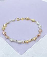 Load image into Gallery viewer, 18k Gold Filled Tri-Color Flower Necklace and Bracelet, Three Tone Jewlery