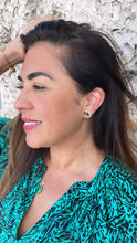 Load image into Gallery viewer, 18k Gold Filled Stud Earrings: Plain Flat Curved Dainty Jewelry