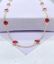 Load image into Gallery viewer, 18k Gold Filled Dainty Colorful Flat Disk Stone Satellite Necklace Choker