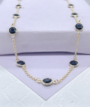 Load image into Gallery viewer, 18k Gold Filled Dainty Colorful Flat Disk Stone Satellite Necklace Choker