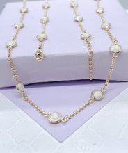 Load image into Gallery viewer, 18k Gold Filled Dainty Colorful Flat Disk Stone Satellite Necklace Choker