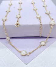 Load image into Gallery viewer, 18k Gold Filled Dainty Colorful Flat Disk Stone Satellite Necklace Choker