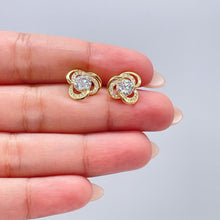 Load image into Gallery viewer, 18k Gold Filled Flower Stud Earrings with CZ Stone