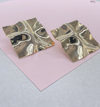 Load image into Gallery viewer, 18k Gold Filled Hammered Rombus Stud Earrings: Max Size Disks