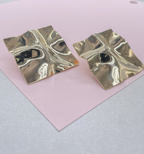 Load image into Gallery viewer, 18k Gold Filled Hammered Rombus Stud Earrings: Max Size Disks