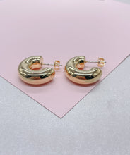 Load image into Gallery viewer, 18k Gold Filled 20mm Chunky Bubble Smooth 7mm Open Hoop Earring