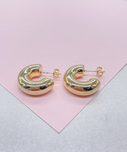 Load image into Gallery viewer, 18k Gold Filled 20mm Chunky Bubble Smooth 7mm Open Hoop Earring