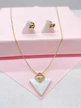 Load image into Gallery viewer, 18k Gold Filled Dainty Natural Stone Triangle Shaped Necklace and Stud Set