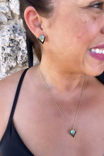 Load image into Gallery viewer, 18k Gold Filled Enamel Triangle with round natural stone set