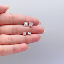 Load image into Gallery viewer, 18k Gold Filled Cubic Zirconia Square Stud Earrings, Princess Cut Square Studs, Diamond Cut studs, Stud Earrings, Dainty Studs