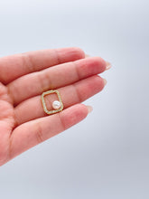 Load image into Gallery viewer, Adjustable 18k Gold Filled CZ and pearl Square Ring Dainty Jewelry