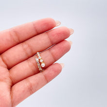 Load image into Gallery viewer, Adjustable 18k Gold Filled CZ and pearl wrap Ring Dainty Jewelry
