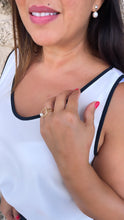 Load image into Gallery viewer, Adjustable 18k Gold Filled CZ and pearl Square Ring Dainty Jewelry