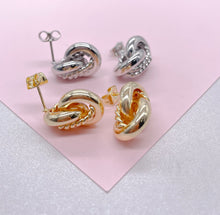 Load image into Gallery viewer, 18k Gold Filled Chunky Link Stud Earrings: Twisted Minimalist Statement