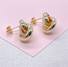 Load image into Gallery viewer, 18k Gold Filled Chunky Link Stud Earrings: Twisted Minimalist Statement