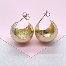 Load image into Gallery viewer, 18k Gold Filled Textured Concave Hoop Earrings, Minimalist Earrings, Statement Hoops, Boho Style