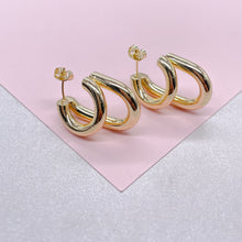 Load image into Gallery viewer, 18k Gold Filled Hoop Earrings: Minimalist Double Row Hoops