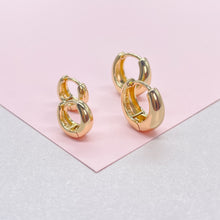 Load image into Gallery viewer, Tiny 18k Gold Filled Small Tear Drop Shape Huggie Clicker Earrings