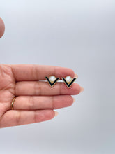 Load image into Gallery viewer, 18k Gold Filled Enamel Triangle with round natural stone set