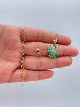 Load image into Gallery viewer, 18k Gold Filled Enamel Medallion Necklace Set: Dainty Natural Stone Jewelry