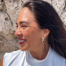 Load image into Gallery viewer, 18k Gold Filled Hoop Earrings: Minimalist Double Row Hoops