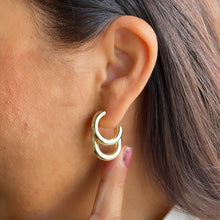 Load image into Gallery viewer, 18k Gold Filled Hoop Earrings: Minimalist Double Row Hoops