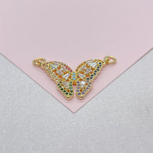 Load image into Gallery viewer, 18k Gold Filled Butterfly Charm with Colorful Micro Pave Zirconia Multicolor Butterfly Pendant