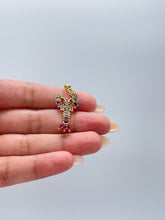 Load image into Gallery viewer, 18k Gold Filled Small Colorful CZ Lobster with Baguette Stones