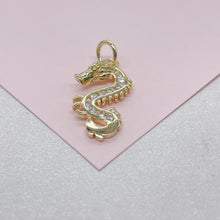 Load image into Gallery viewer, 18k Gold Filled Pave Small Dainty Chinese Dragon