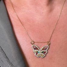 Load image into Gallery viewer, 18k Gold Filled Butterfly Charm with Colorful Micro Pave Zirconia Multicolor Butterfly Pendant