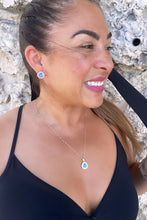 Load image into Gallery viewer, 18k Gold Filled, Avocado Style Necklace Set With Enamel and Natural Stone
