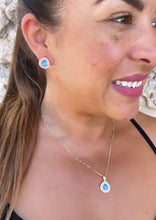 Load image into Gallery viewer, 18k Gold Filled, Avocado Style Necklace Set With Enamel and Natural Stone