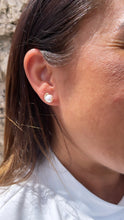 Load image into Gallery viewer, 18k Gold Filled Crescent Moon Stud With Pearl Center Piece