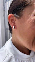 Load image into Gallery viewer, 18k Gold Filled Faux Pearl Stud with Triangle CZ Stone