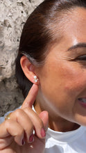 Load image into Gallery viewer, 18k Gold Filled Faux Pearl Stud with Triangle CZ Stone