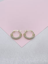 Load image into Gallery viewer, 18k Gold Filled Small One-sided cz Hoop Earring