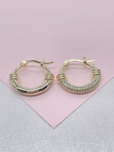 Load image into Gallery viewer, 18k Gold Filled Small One-sided cz Hoop Earring