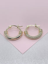 Load image into Gallery viewer, 18k Gold Filled Small One-sided cz Hoop Earring