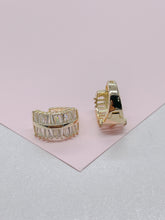 Load image into Gallery viewer, 18k Gold Filled Large Baguette Cut CZ Huggie Earring