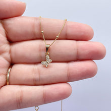 Load image into Gallery viewer, 18k Gold Filled Mini Pave Butterfly Pendant with Satelite Chain