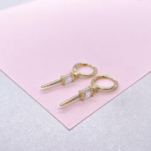 Load image into Gallery viewer, 18k Gold Filled Spear Charm Dangling Earring With CZ Pave