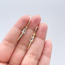 Load image into Gallery viewer, 18k Gold Filled Spear Charm Dangling Earring With CZ Pave