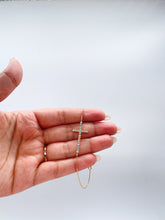 Load image into Gallery viewer, 18k Gold Filled Rose Gold Dainty Box Chain Bacelet with CZ cross